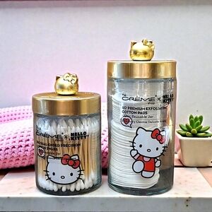 Hello Kitty Reusable Cotton Pads & Swabs Jar Bundle